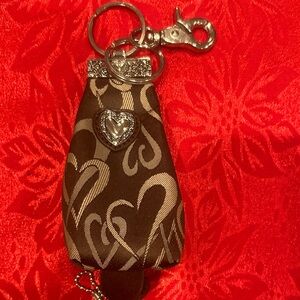 Brighton Brown Heart Keychain with Silver Accents